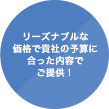 リーズナブルな価格で貴社の予算に合った内容でご提供！